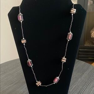 3/$25 🍀Lia Sophia NWOT Elegant Purple/Gold and Silver Beaded Necklace